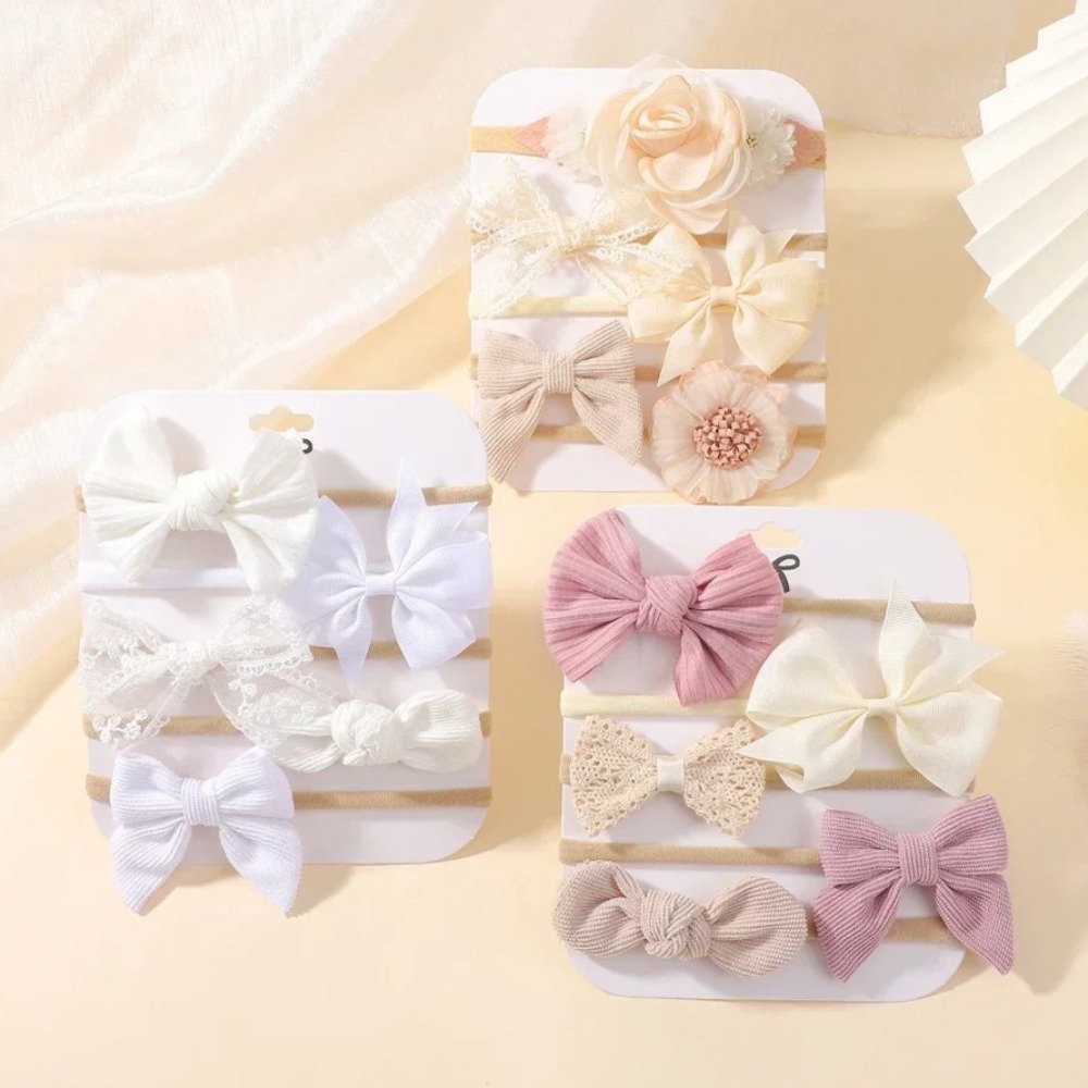 Baby Products Set - 5 adet bebek çiçek dantel yay