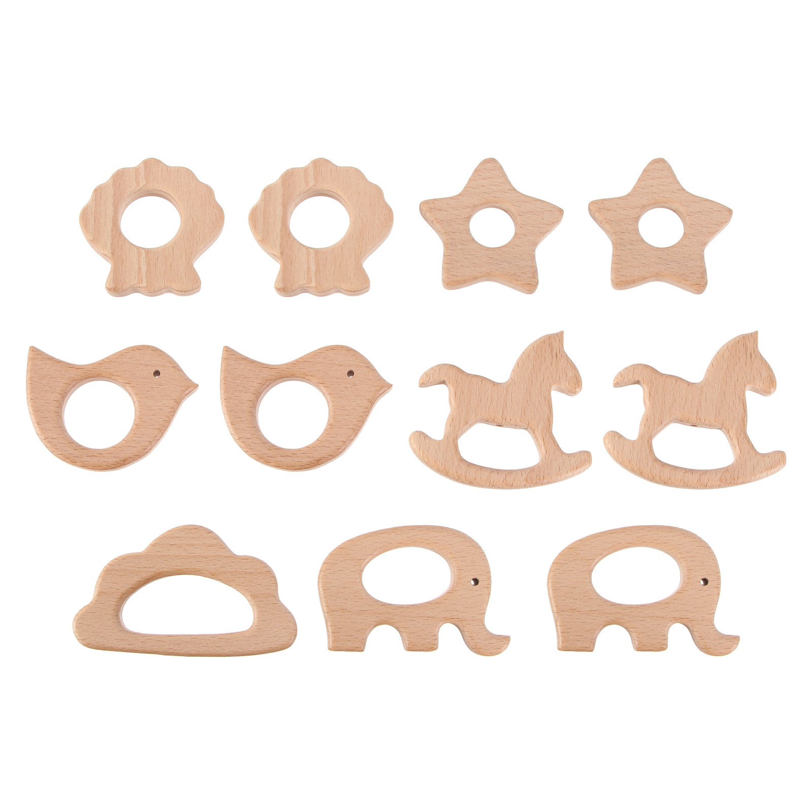 Baby Products Natural - 11 Parça Bebek Ahşap Diş Kaşıyıcı