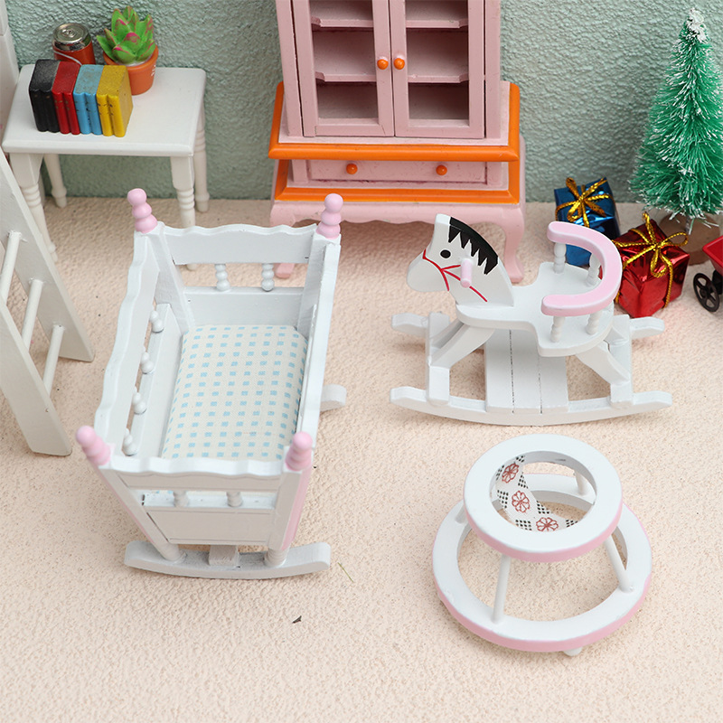 Baby Products Set - 3 adet/set 1/12 Ölçekli Mini Ahşap